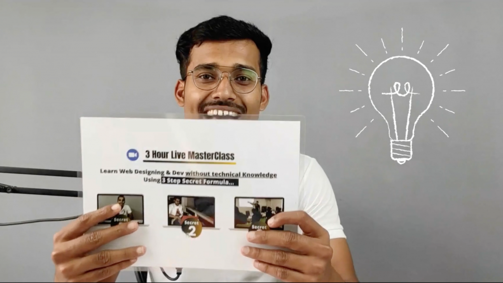 Man showing poster
