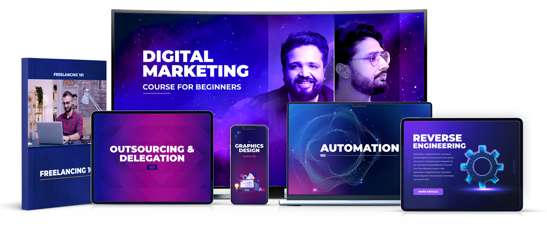 Mix color image of digital marketing course for beginners